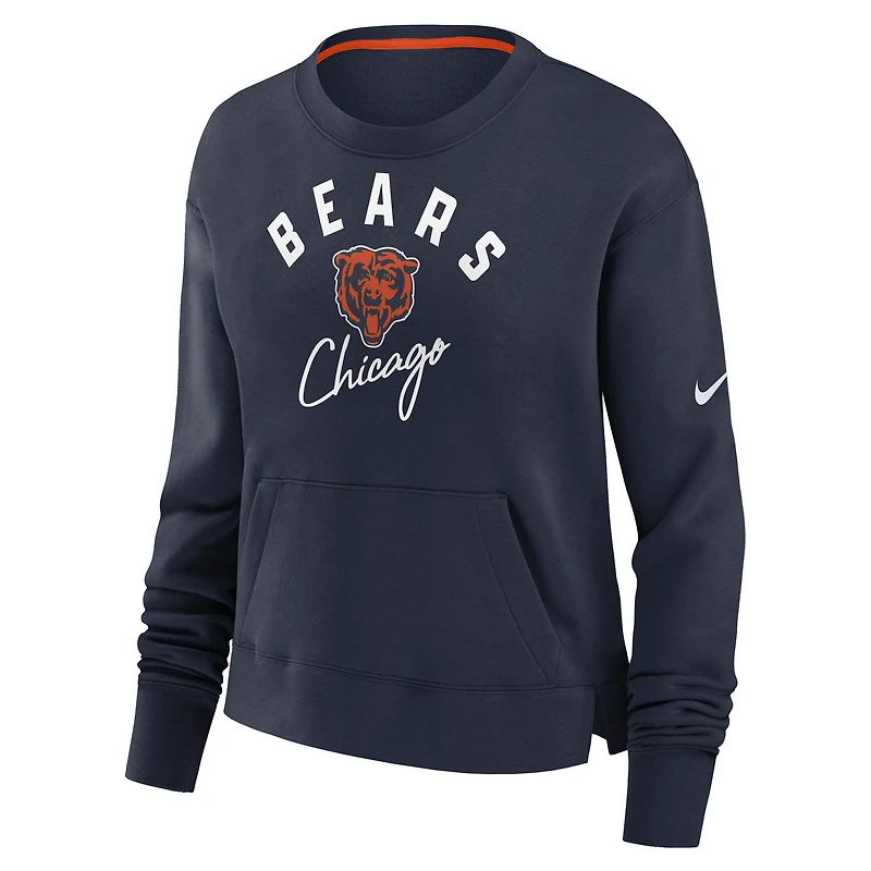 Sweat-shirt polaire montant Nike Chicago Bears bleu marine pour femme