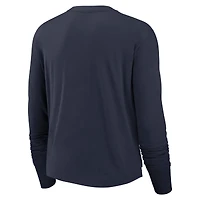 Women's Nike Navy Chicago Bears Layered Logo Cropped Long Sleeve Fashion T-Shirt