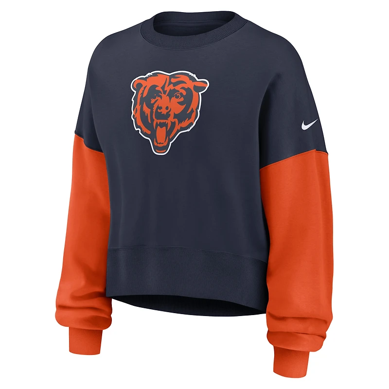 Sweat-shirt oversize à blocs de couleurs bleu marine des Chicago Bears pour femme