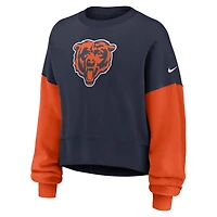 Sweat-shirt oversize à blocs de couleurs bleu marine des Chicago Bears pour femme