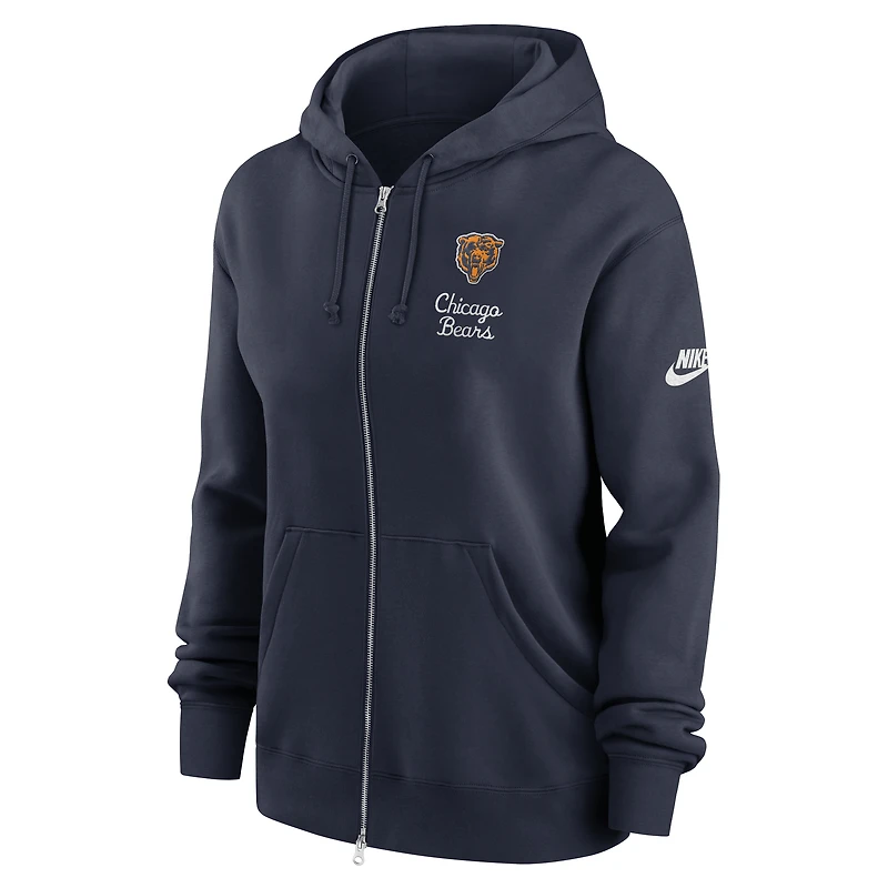Women's Nike Navy Chicago Bears Phoenix Rewind Full-Zip Hoodie