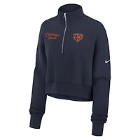 Sweat-shirt Nike bleu marine Chicago Bears Primetime Phoenix à demi-zip pour femme