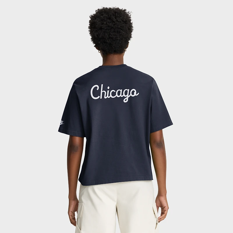 Women's Nike Navy Chicago Bears Rewind Pocket Boxy T-Shirt