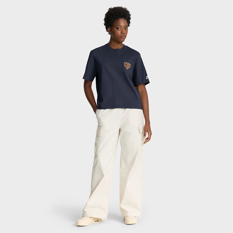 Women's Nike Navy Chicago Bears Rewind Pocket Boxy T-Shirt