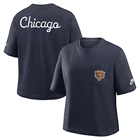 Women's Nike Navy Chicago Bears Rewind Pocket Boxy T-Shirt
