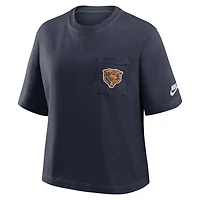 Women's Nike Navy Chicago Bears Rewind Pocket Boxy T-Shirt