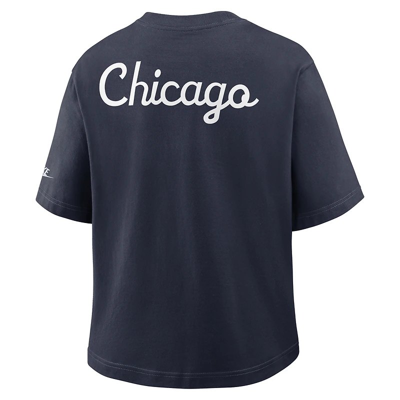 Women's Nike Navy Chicago Bears Rewind Pocket Boxy T-Shirt