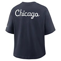 Women's Nike Navy Chicago Bears Rewind Pocket Boxy T-Shirt