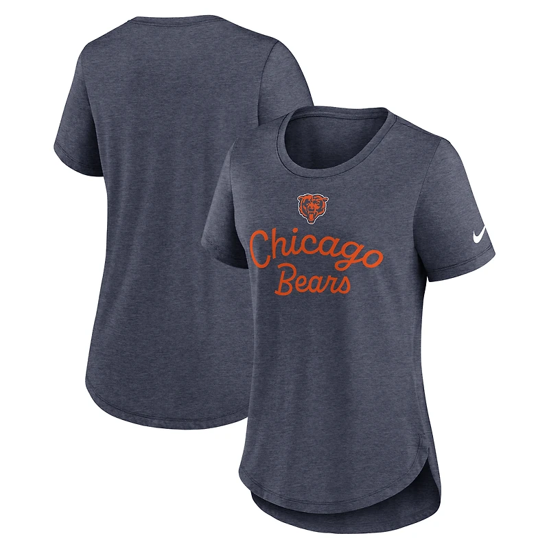 Women's Nike Navy Chicago Bears Script Tri-Blend T-Shirt