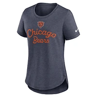 Women's Nike Navy Chicago Bears Script Tri-Blend T-Shirt