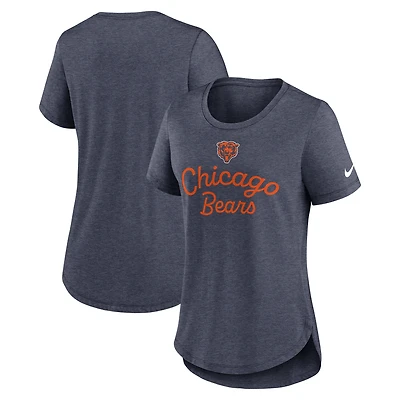 Women's Nike Navy Chicago Bears Script Tri-Blend T-Shirt