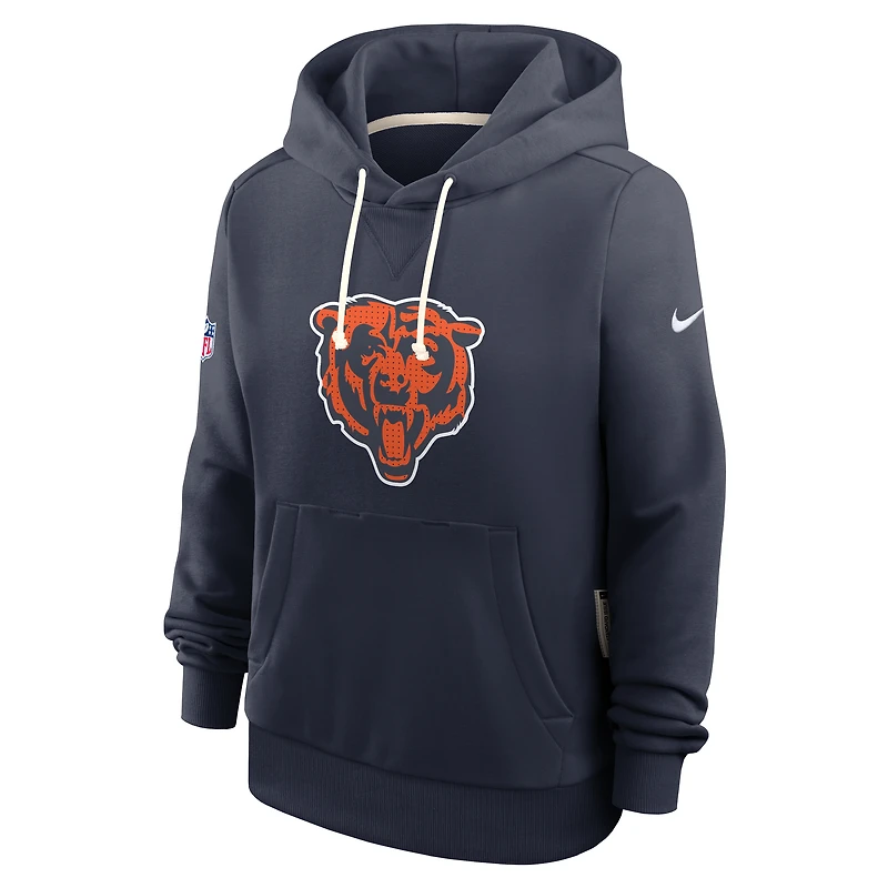 Sweat à capuche Nike Dri-FIT bleu marine pour femme des Chicago Bears avec initiales standard