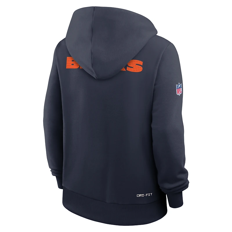 Sweat à capuche Nike Dri-FIT bleu marine pour femme des Chicago Bears avec initiales standard