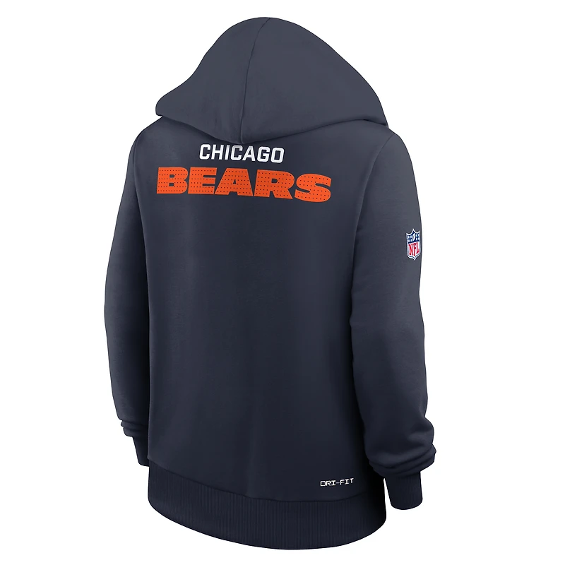 Sweat à capuche Nike Dri-FIT bleu marine pour femme des Chicago Bears avec initiales standard