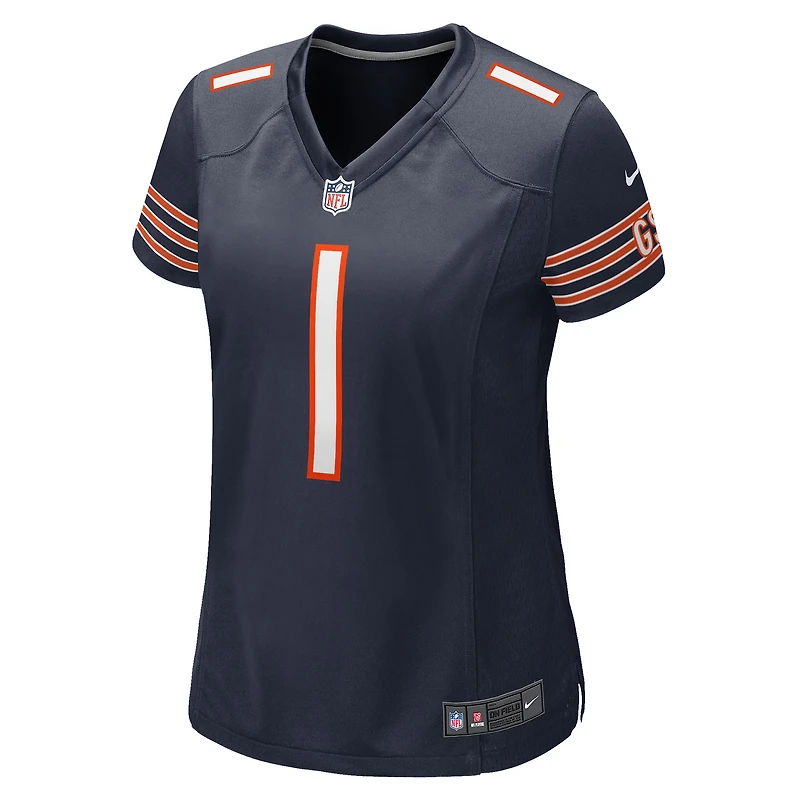 Maillot de match Nike numéro 1 Bride pour femme, bleu marine, Chicago Bears