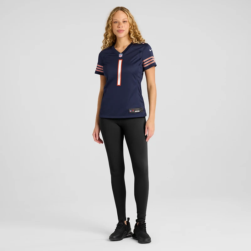 Maillot de match Nike numéro 1 Bride pour femme, bleu marine, Chicago Bears