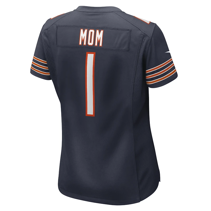 Maillot de match Nike numéro 1 Mom des Chicago Bears pour femmes, bleu marine