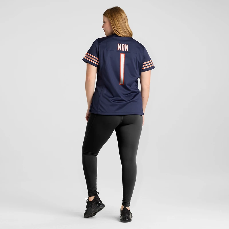 Maillot de match Nike numéro 1 Mom des Chicago Bears pour femmes, bleu marine
