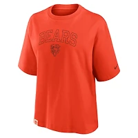 T-shirt Nike orange Chicago Bears Glory Arch Boxy pour femme