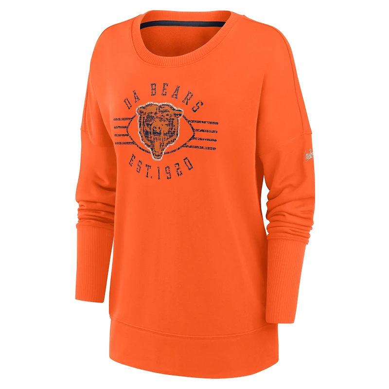 Women's Nike Orange Chicago Bears Rewind Playback Icon Performance Pullover Sweatshirt