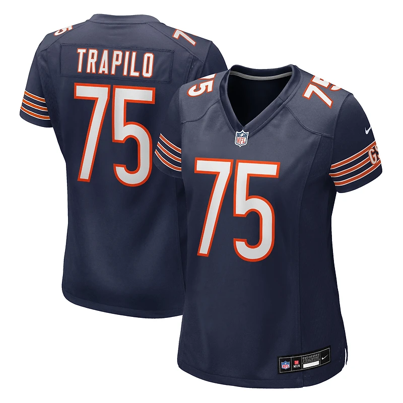 Maillot Nike Ozzy Trapilo bleu marine pour femme des Chicago Bears