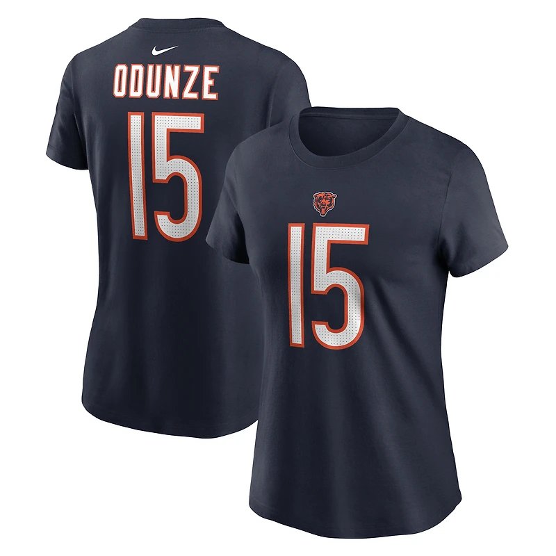 Women's Nike Rome Odunze Navy Chicago Bears Name & Number T-Shirt