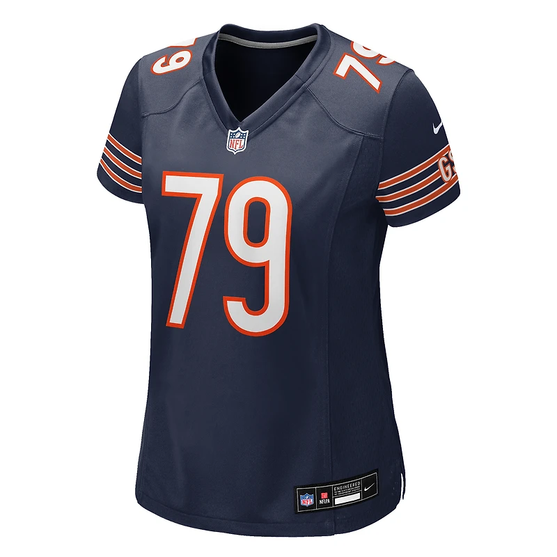 Maillot Nike Theo Benedet bleu marine pour femme des Chicago Bears
