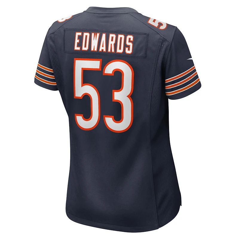 Maillot Nike TJ Edwards pour femme, joueur de jeu des Chicago Bears, bleu marine