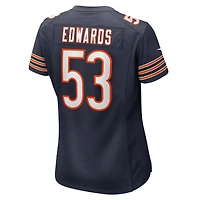 Maillot Nike TJ Edwards pour femme, joueur de jeu des Chicago Bears, bleu marine