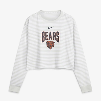 Haut court ample Nike Chicago Bears blanc pour femme