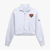Women's Nike White Chicago Bears Oversized Phoenix Fleece Cropped Quarter-Zip Sweatshirt