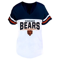 Profil femme bleu marine/blanc Chicago Bears T-shirt grande taille à col en V fendu