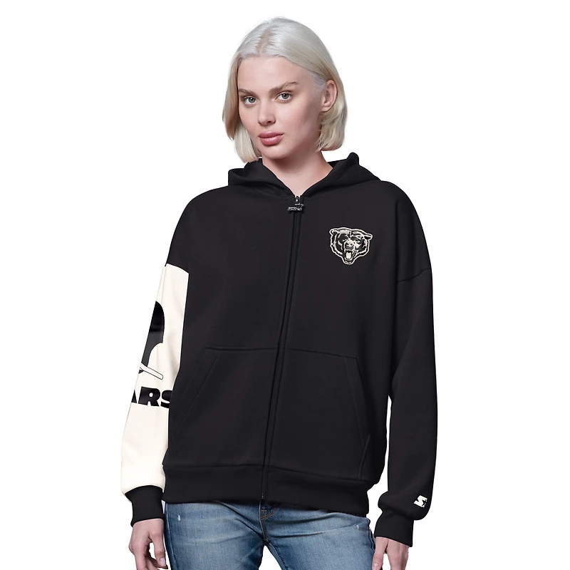 Sweat à capuche zippé noir pour femme des Chicago Bears, 4e essai