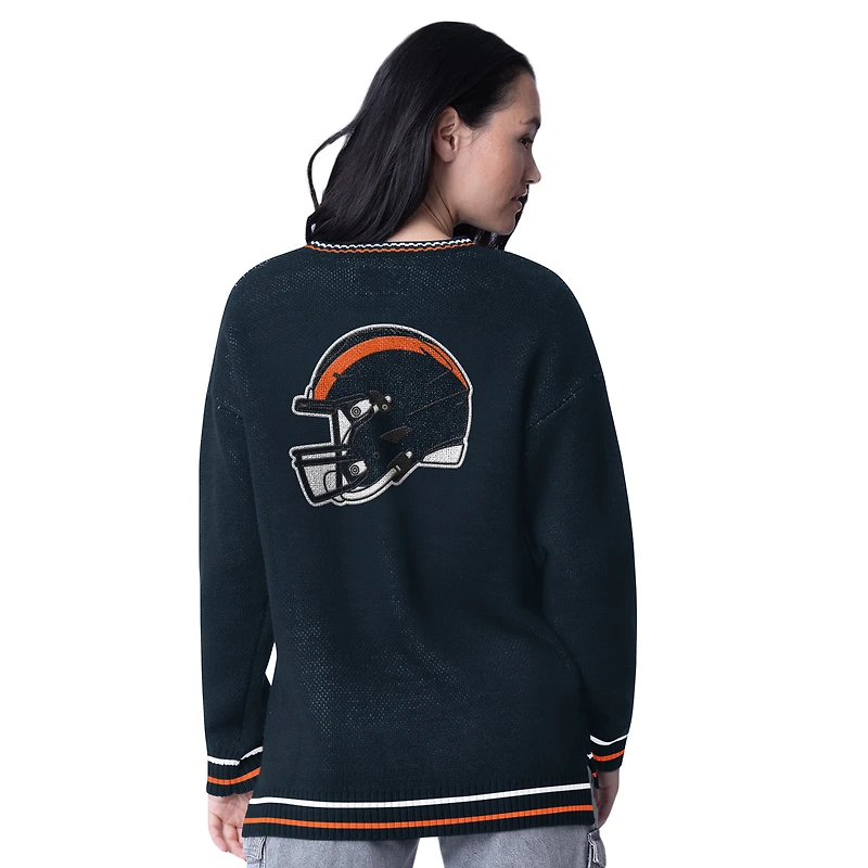 Pull oversize en tricot intarsia Starter Navy Chicago Bears pour femme