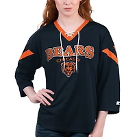 T-shirt à manches 3/4 lacets Starter Navy Chicago Bears Rally pour femme
