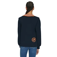Women's Tommy Hilfiger Navy Chicago Bears Alice V-Neck Pullover Sweatshirt