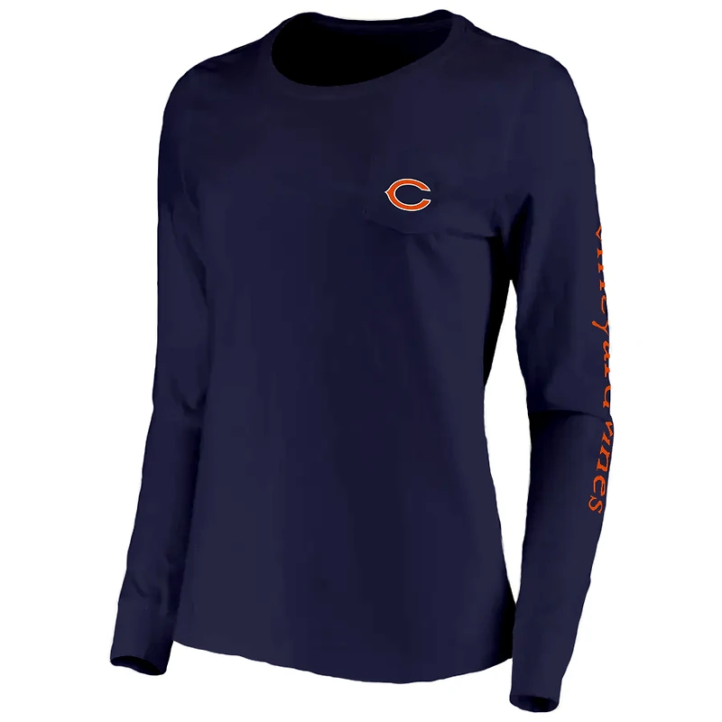 T-shirt à manches longues avec casque des Chicago Bears de Vineyard Vines pour femme, bleu marine