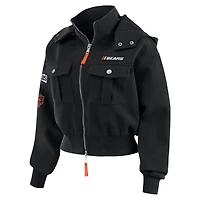 Veste bomber courte zippée noire à poches plaquées pour femme WEAR by Erin Andrews des Chicago Bears
