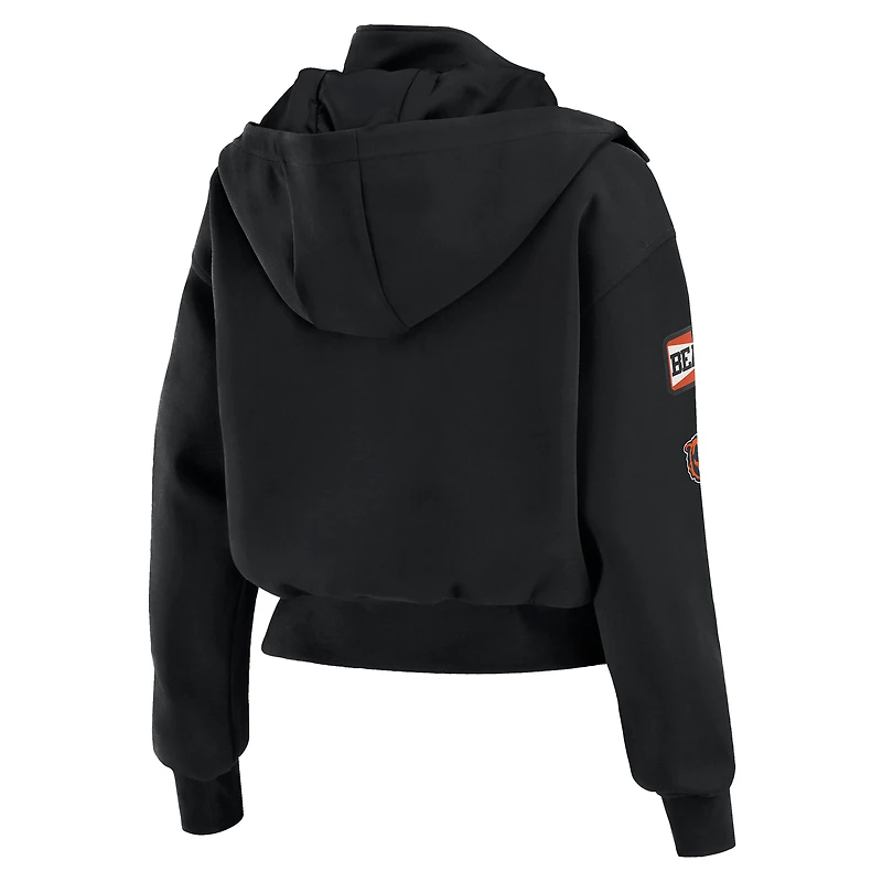 Veste bomber courte zippée noire à poches plaquées pour femme WEAR by Erin Andrews des Chicago Bears