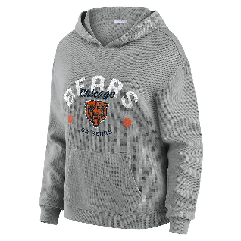 Women's WEAR by Erin Andrews Gray Chicago Bears Waffle-Knit Long Sleeve Hooded Shirt & Pants Lounge Set