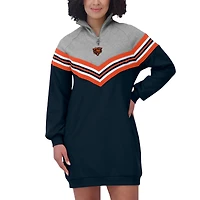 Women's WEAR by Erin Andrews  Navy/Heather Gray Chicago Bears Chevron Stripe Dress
