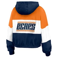 Veste coupe-vent entièrement zippée à blocs de couleurs bleu marine/orange WEAR by Erin Andrews pour femme des Chicago Bears
