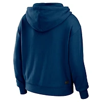 Women's WEAR by Erin Andrews Navy/White Chicago Bears Color Block Light Weight Modest Crop Full-Zip Hoodie
