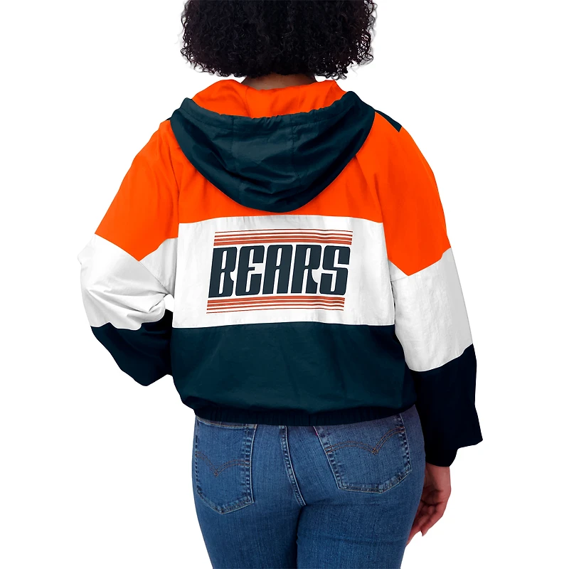 Women's WEAR by Erin Andrews Navy Chicago Bears Color Block Full-Zip Windbreaker Jacket