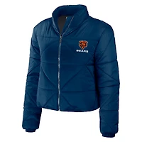 Veste courte zippée WEAR by Erin Andrews pour femme, bleu marine, des Chicago Bears