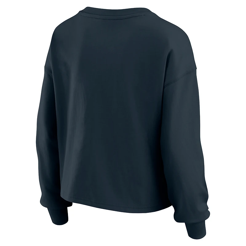 Women's WEAR by Erin Andrews Navy Chicago Bears Heavy Rugby Jersey Long Sleeve T-Shirt & Shorts Lounge Set