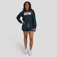 Women's WEAR by Erin Andrews Navy Chicago Bears Heavy Rugby Jersey Long Sleeve T-Shirt & Shorts Lounge Set