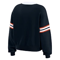 Women's WEAR by Erin Andrews Navy Chicago Bears Lace-Up Pullover Sweatshirt