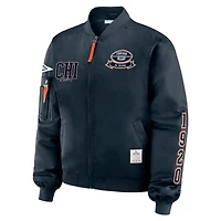 Women's WEAR by Erin Andrews Navy Chicago Bears Patch Full-Zip Bomber Jacket