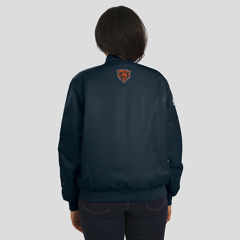 Women's WEAR by Erin Andrews Navy Chicago Bears Patch Full-Zip Bomber Jacket